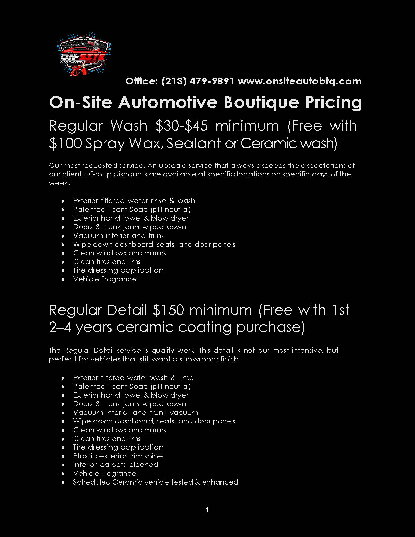 on site pricing page 1